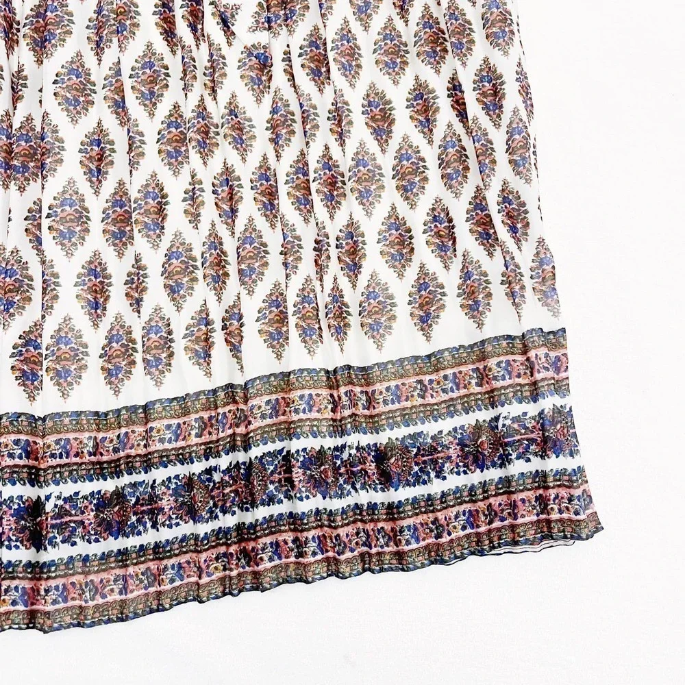 Madewell Pleated A-Line Skirt Flower Print Bohemian SZ4